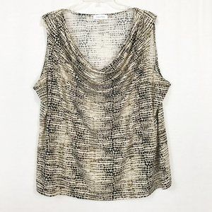 6/$20 CALVIN KLEIN Mini Croc Cowl Neck Blouse 2X